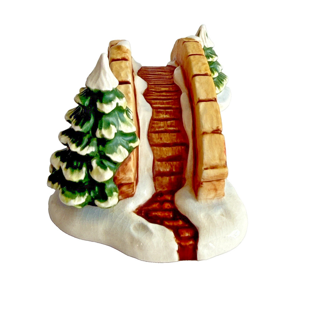 Hawthorne Village Hummel Goebel Bavarian Village Bridge Snow Figurine #91310